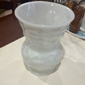 E O Brody White Textured milk glass Vase